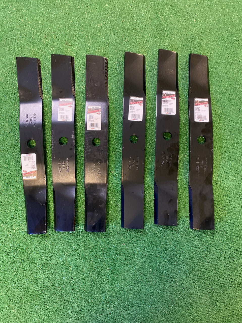 6 USA made blades John Deere TCU30316 M136195 54" 7 iron decks american blades