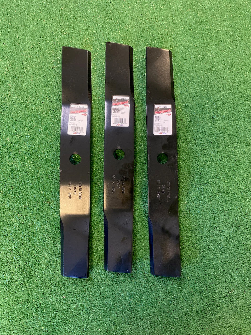 3 USA made blades John Deere TCU30316 M136195 54" 7 iron decks AMERICAN blades